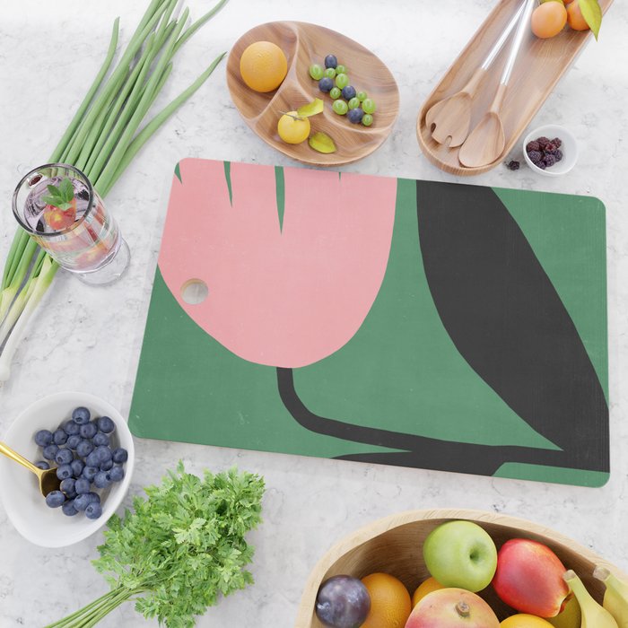 Abstract Flora - green & pink Cutting Board Gallery Image 2