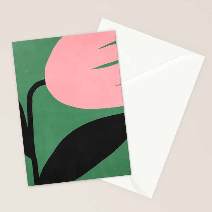 Abstract Flora - green & pink Stationery Card Gallery Image 2