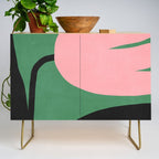 Abstract Flora - green & pink Credenza Gallery Image 1
