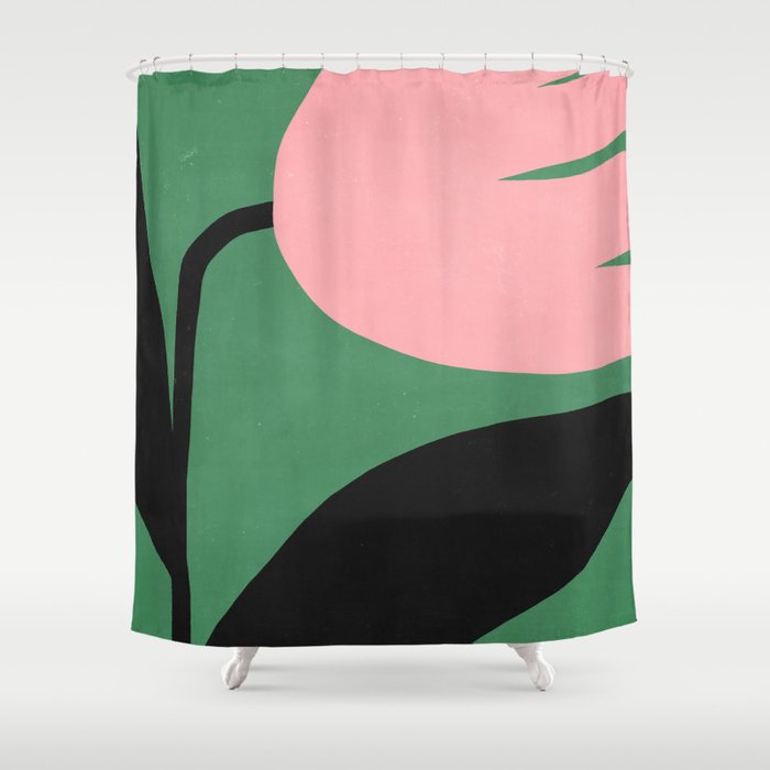 Abstract Flora - green & pink Shower Curtain Gallery Image 1