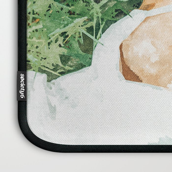 Jungle Nap Painting, Nature Illustration, Woman & Birds Portrait Laptop Sleeve Gallery Image 3