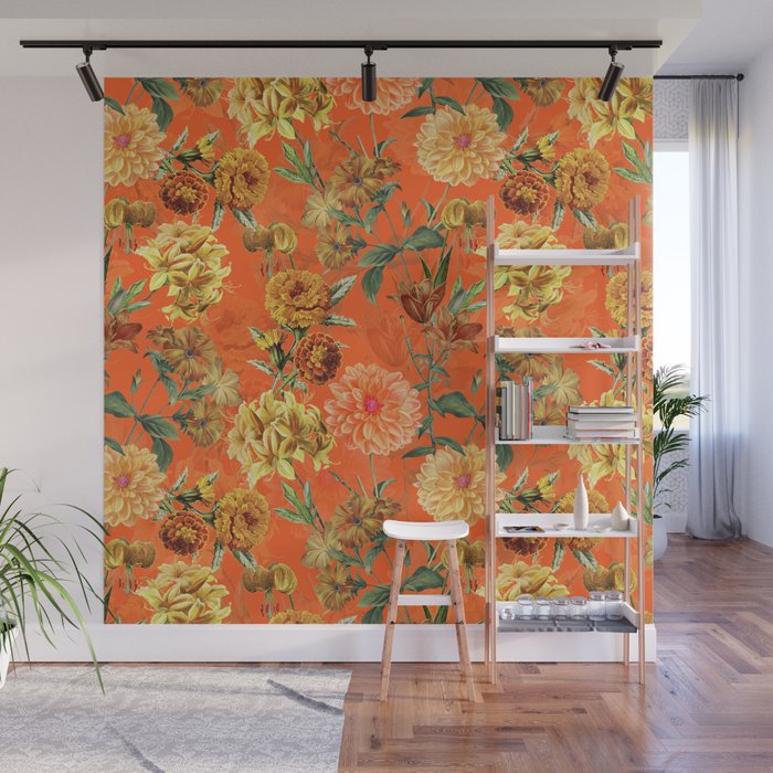 Vintage & Shabby Chic - Warm Sunny Yellow Flower Garden Wall Mural Gallery Image 1