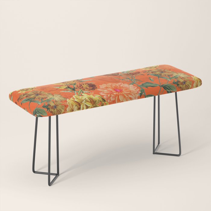 Vintage & Shabby Chic - Warm Sunny Yellow Flower Garden Bench Gallery Image 1