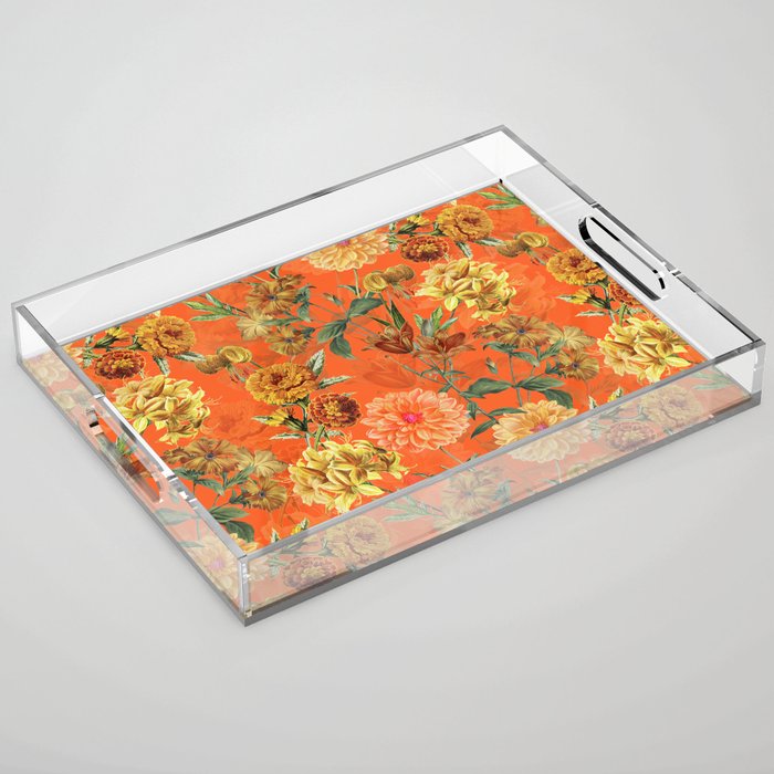 Vintage & Shabby Chic - Warm Sunny Yellow Flower Garden Acrylic Tray Gallery Image 1