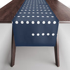 Blue and White Minimal Striped, Dots Pattern Table Runner Gallery Image 1