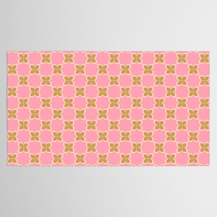 Retro flower check pink green Tablecloth Gallery Image 2