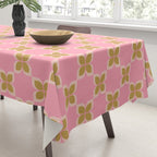 Retro flower check pink green Tablecloth Gallery Image 3