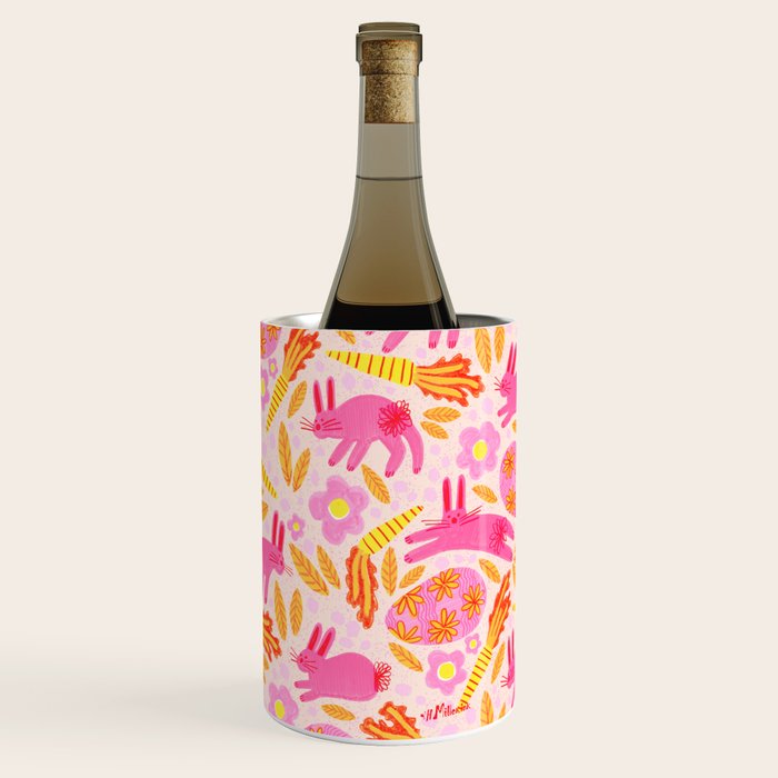 Cute Colorful Rabbits & Decorative Eggs in Pastel Pink Wine Chiller Gallery Image 3