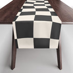 Black and White Wavy Checkered Pattern Table Runner Gallery Image 1