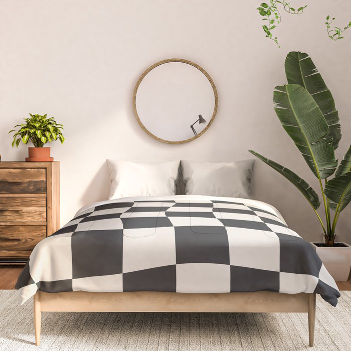 Black and White Wavy Checkered Pattern Comforter Gallery Image 3