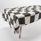 Black and White Wavy Checkered Pattern Tablecloth Gallery Image 1