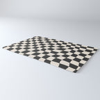 Black and White Wavy Checkered Pattern Rug Gallery Image 3