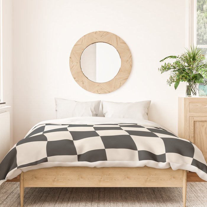 Black and White Wavy Checkered Pattern Duvet Cover Gallery Image 3