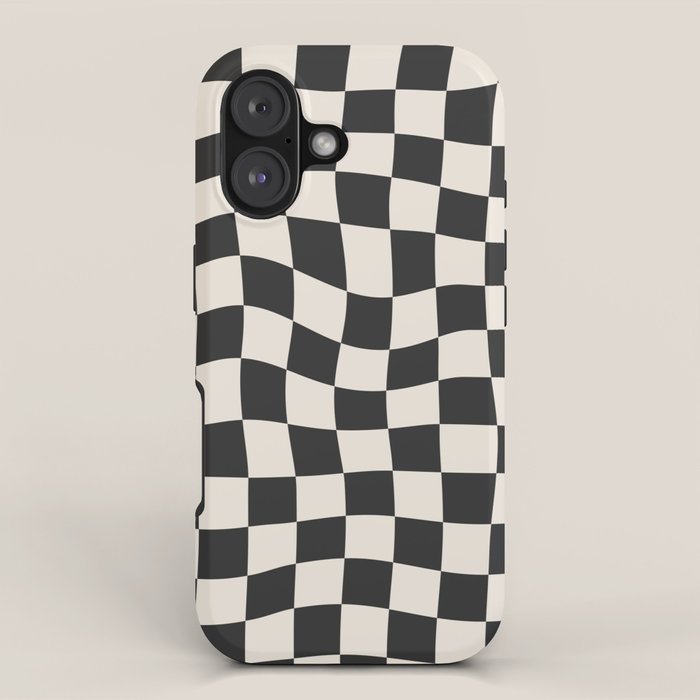 Black and White Wavy Checkered Pattern iPhone Case Gallery Image 1