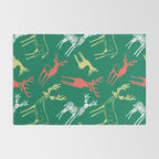 Green christmas reindeer animal pattern Rug Gallery Image 2
