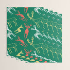 Green christmas reindeer animal pattern Wrapping Paper Gallery Image 3