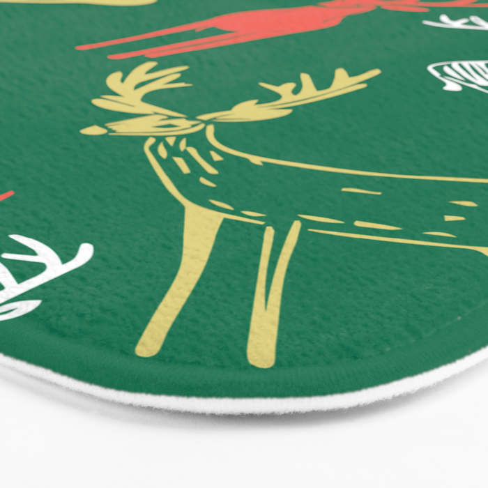 Green christmas reindeer animal pattern Bath Mat Gallery Image 3