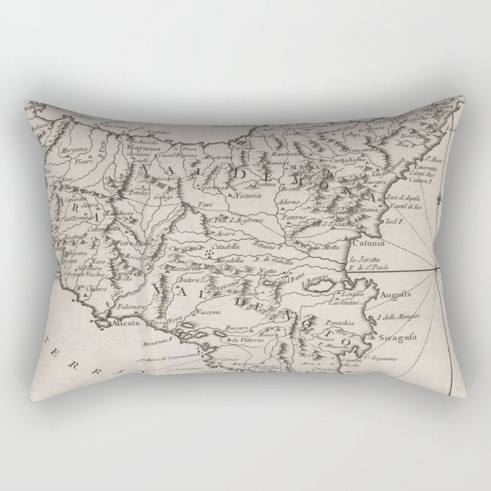 Vintage Map of Sicily Italy (1764) Rectangular Pillow Gallery Image 2