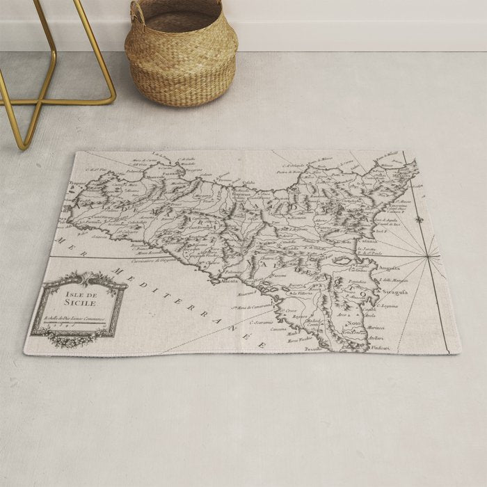 Vintage Map of Sicily Italy (1764) Rug Gallery Image 1