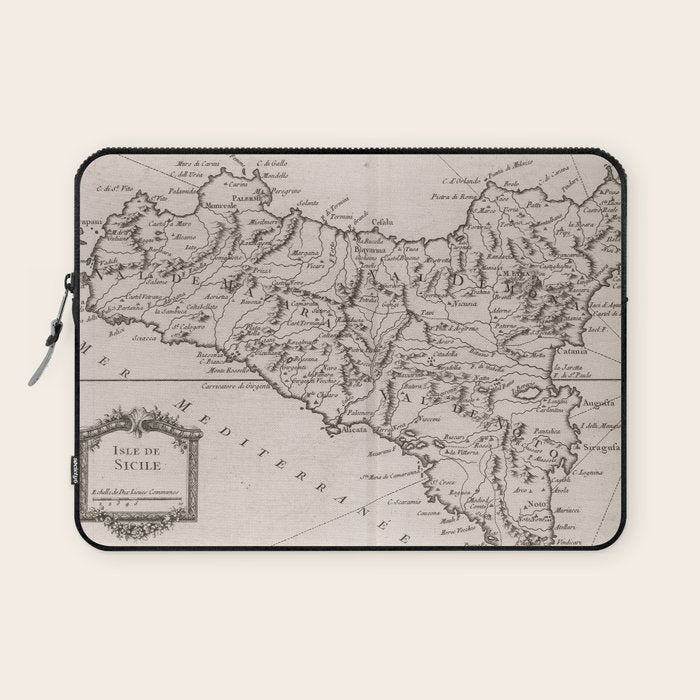 Vintage Map of Sicily Italy (1764) Laptop Sleeve Gallery Image 1