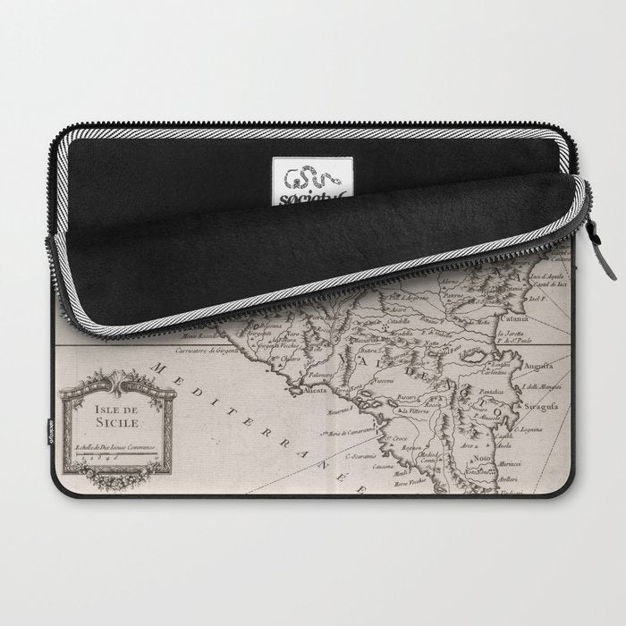 Vintage Map of Sicily Italy (1764) Laptop Sleeve Gallery Image 2