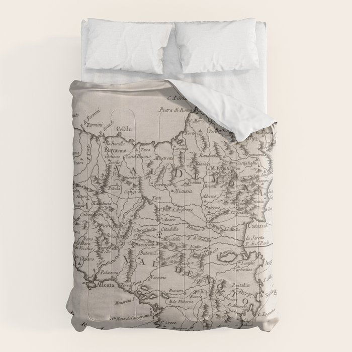 Vintage Map of Sicily Italy (1764) Comforter Gallery Image 1