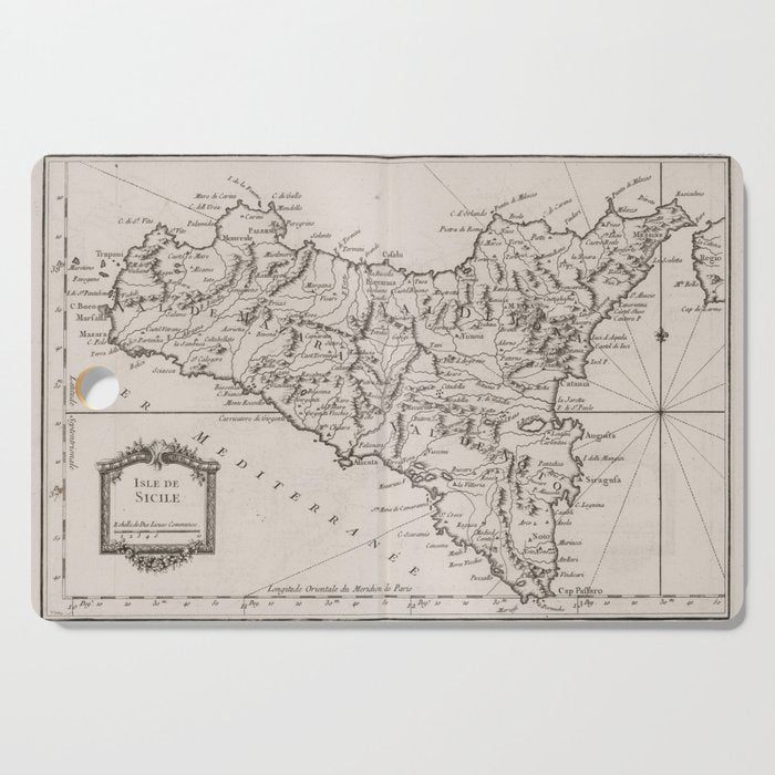 Vintage Map of Sicily Italy (1764) Cutting Board Gallery Image 1