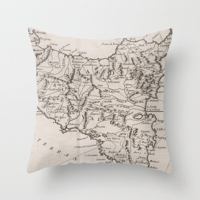 Vintage Map of Sicily Italy (1764) Throw Pillow Gallery Image 1