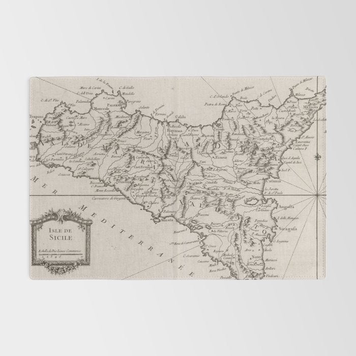 Vintage Map of Sicily Italy (1764) Rug Gallery Image 2