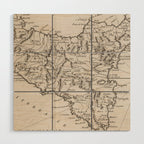 Vintage Map of Sicily Italy (1764) Wood Wall Art Gallery Image 1
