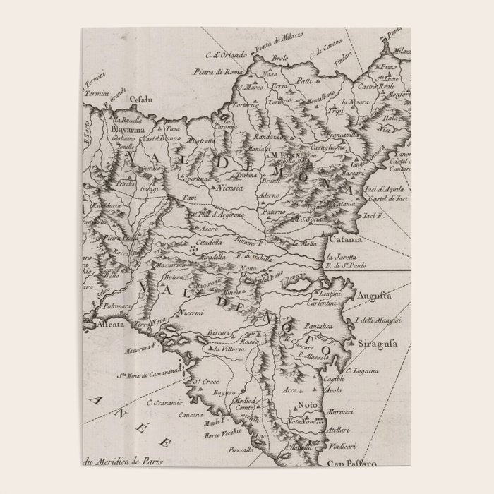 Vintage Map of Sicily Italy (1764) Poster Gallery Image 4