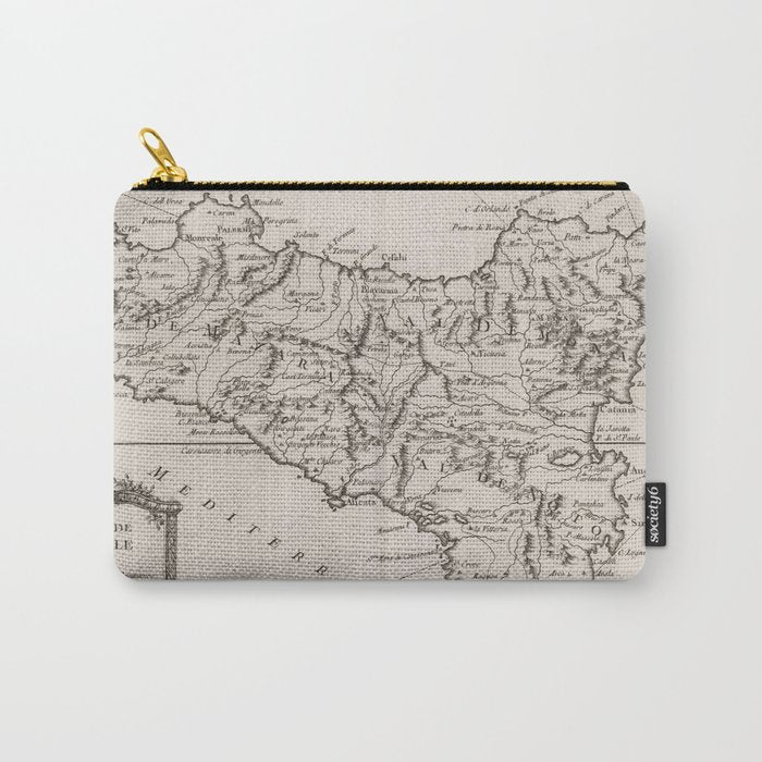 Vintage Map of Sicily Italy (1764) Carry All Pouch Gallery Image 1