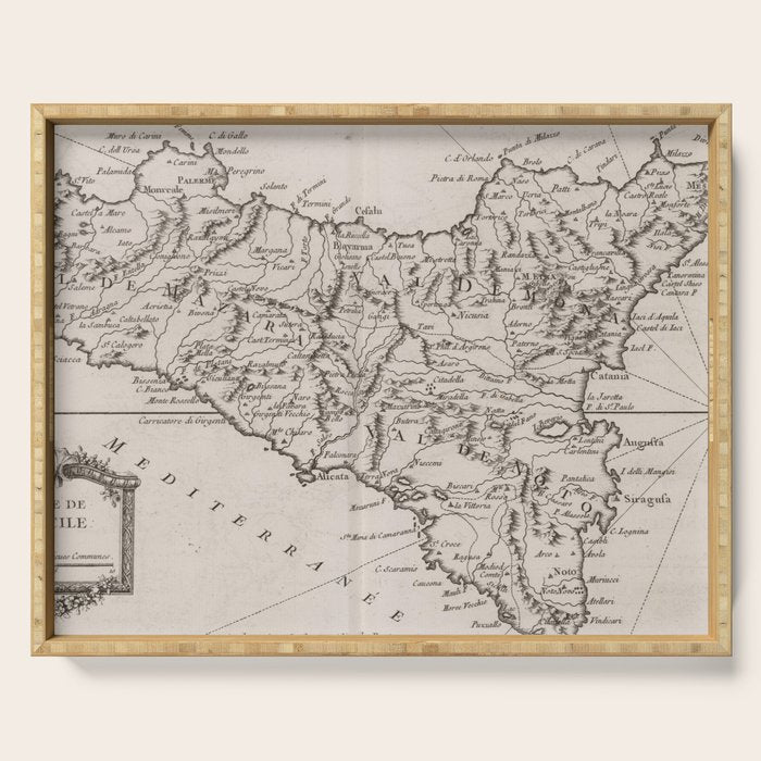 Vintage Map of Sicily Italy (1764) Serving Tray Gallery Image 1
