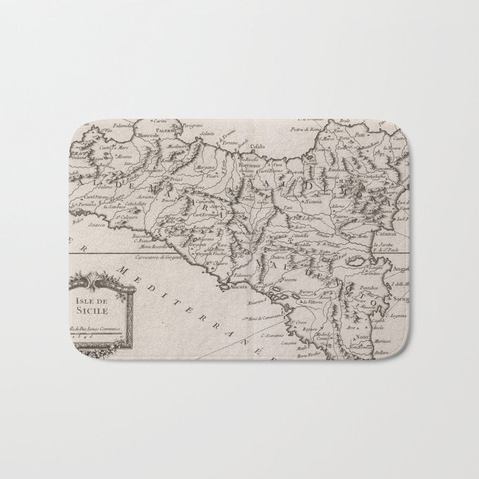 Vintage Map of Sicily Italy (1764) Bath Mat Gallery Image 1