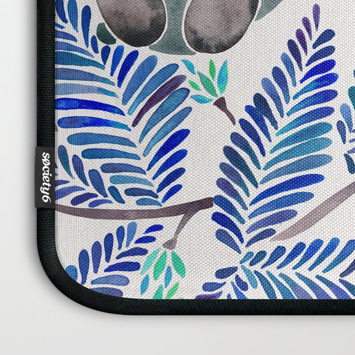 Happy Sloth - Tropical Blue Leaves Laptop Sleeve Gallery Image 3