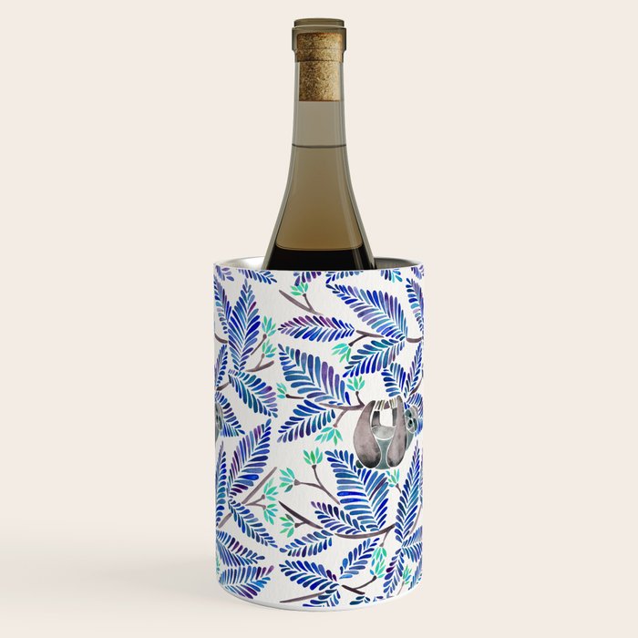 Happy Sloth - Tropical Blue Leaves Wine Chiller Gallery Image 3