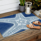 Starfish Blue and White Outdoor Rug Gallery Image 2