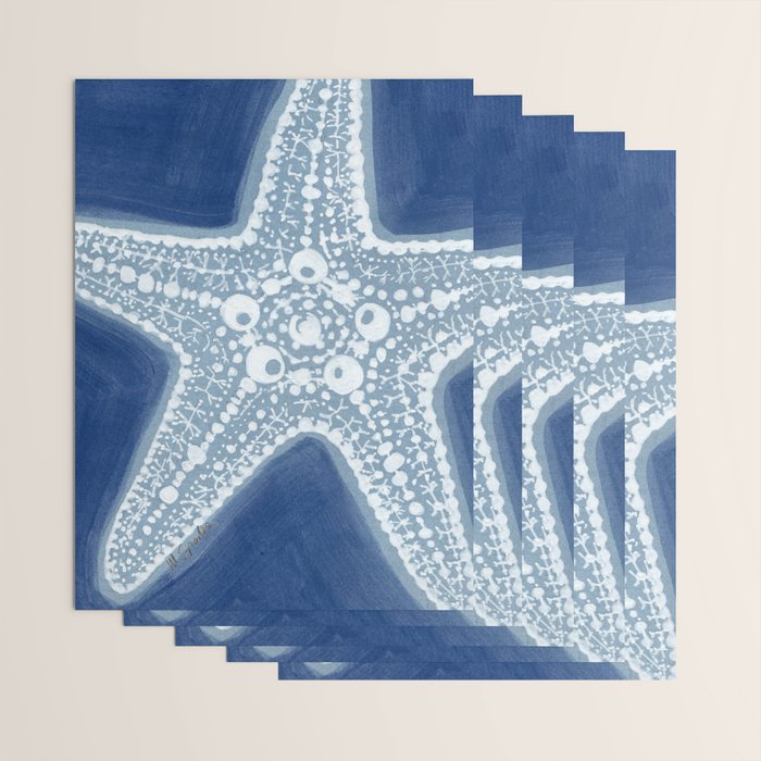 Starfish Blue and White Wrapping Paper Gallery Image 3