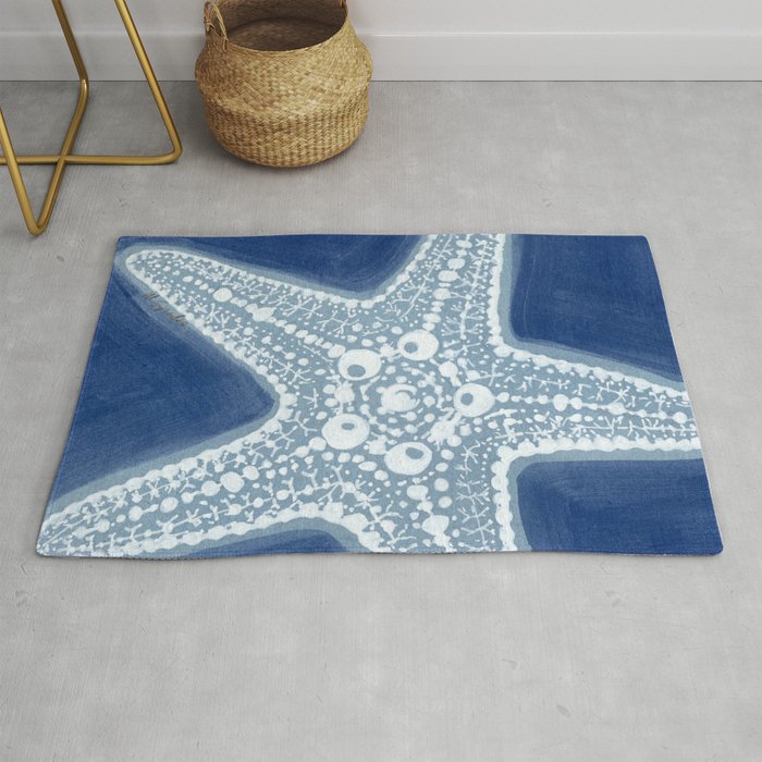 Starfish Blue and White Rug Gallery Image 1