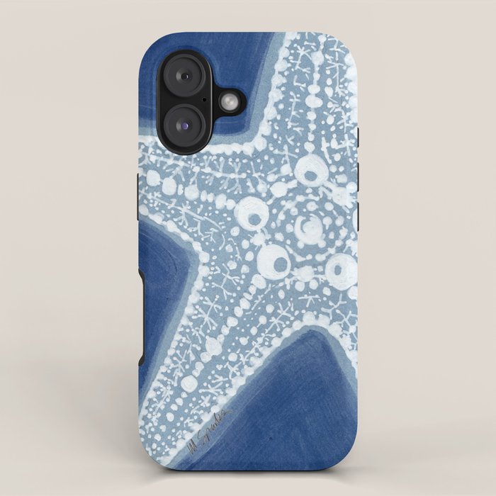 Starfish Blue and White iPhone Case
