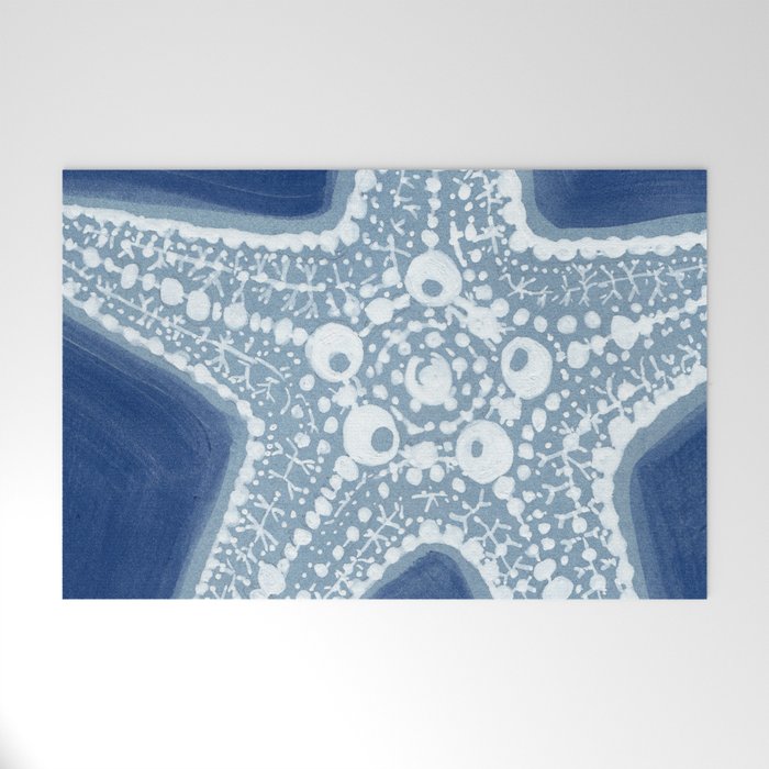 Starfish Blue and White Welcome Mat Gallery Image 1