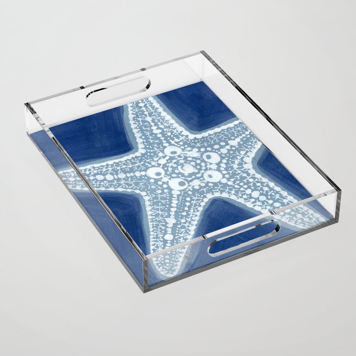 Starfish Blue and White Acrylic Tray Gallery Image 1