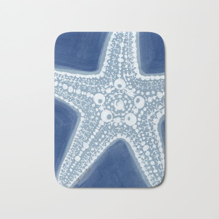 Starfish Blue and White Bath Mat Gallery Image 1