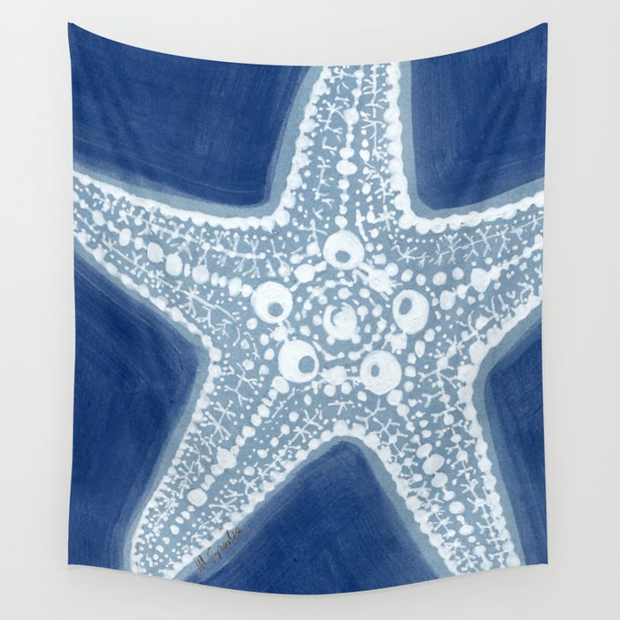 Starfish Blue and White Wall Tapestry Gallery Image 1