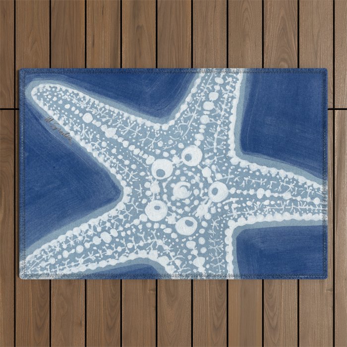 Starfish Blue and White Outdoor Rug Gallery Image 1