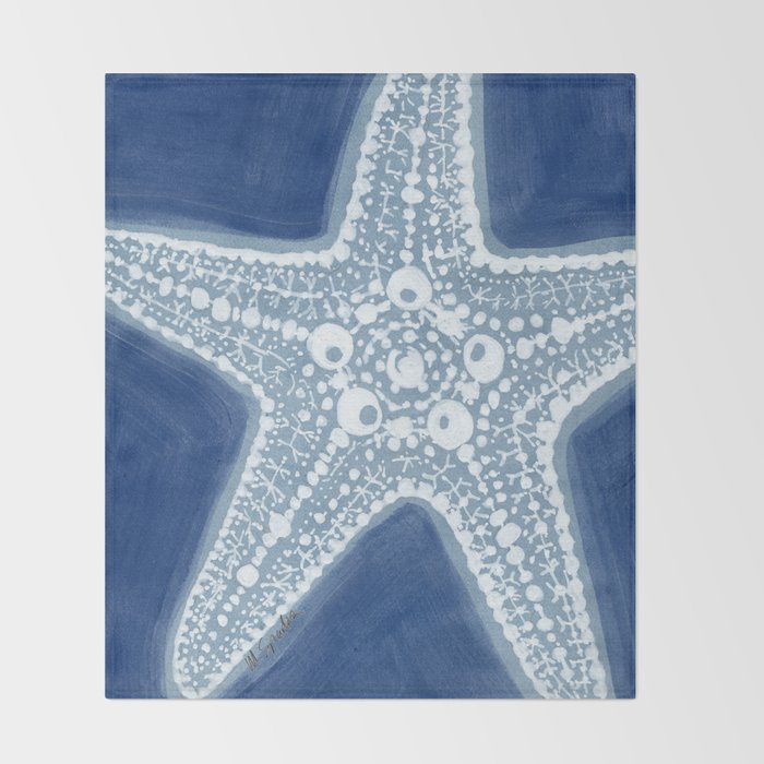 Starfish Blue and White Throw Blanket Gallery Image 2