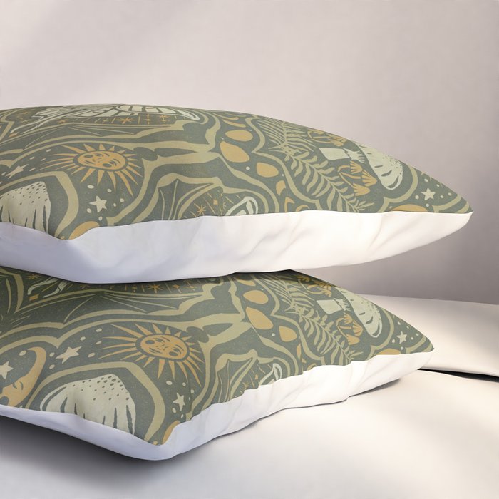 Celestial Forest Damask - fern green Pillow Sham Gallery Image 3