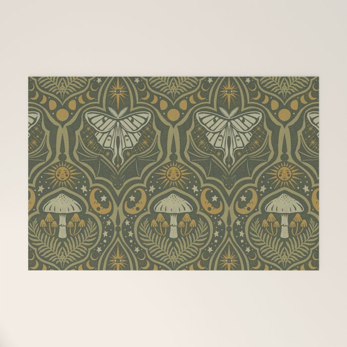 Celestial Forest Damask - fern green Welcome Mat Gallery Image 1