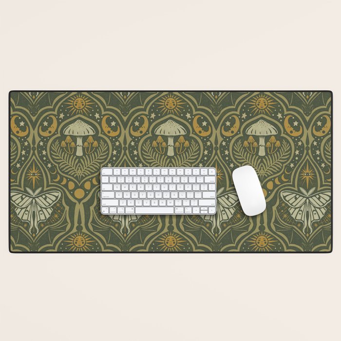 Celestial Forest Damask - fern green Desk Mat Gallery Image 1