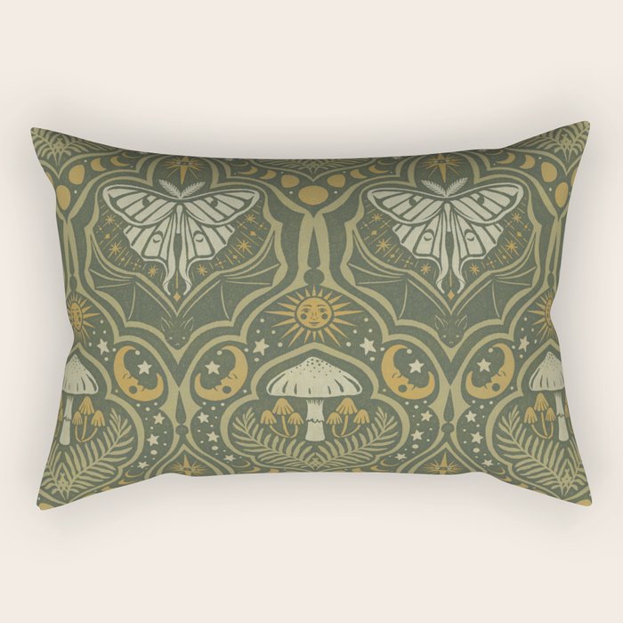 Celestial Forest Damask - fern green Rectangular Pillow Gallery Image 1